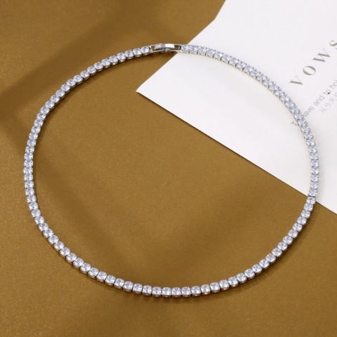 Iced Out Bling Moissanite Pendant Necklace for Women - 925 Silver Tennis Chain