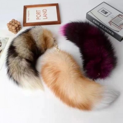 Genuine 40cm Fox Fur Tail Keychain for Unisex Cosplay