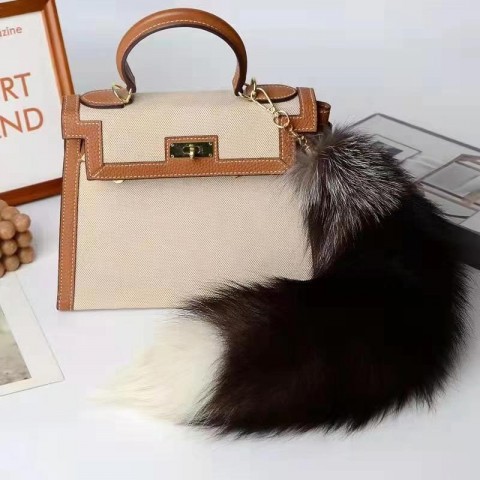 Genuine 40cm Fox Fur Tail Keychain for Unisex Cosplay