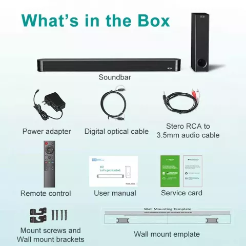 Bluetooth Soundbar 120W with Subwoofer for TV and Home Theater