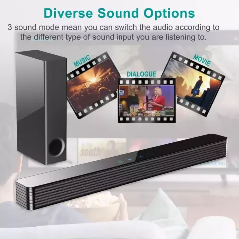 Bluetooth Soundbar 120W with Subwoofer for TV and Home Theater