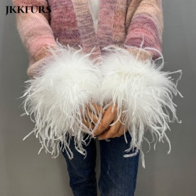 Women's Elegant Detachable Ostrich Feather Fur Cuffs - S4647