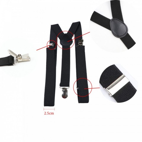 Elastic Leather Suspenders - Unisex Adjustable Straps in Army Green, Black, Blue, Red