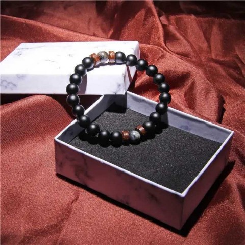 Natural Volcanic Lava Stone Beads Tibetan Buddha Bracelet for Men