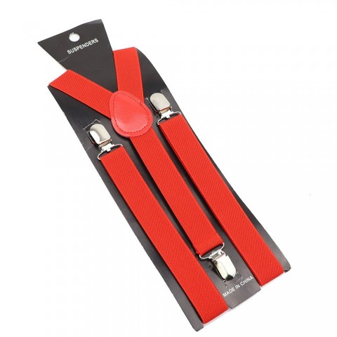 Elastic Leather Suspenders - Unisex Adjustable Straps in Army Green, Black, Blue, Red