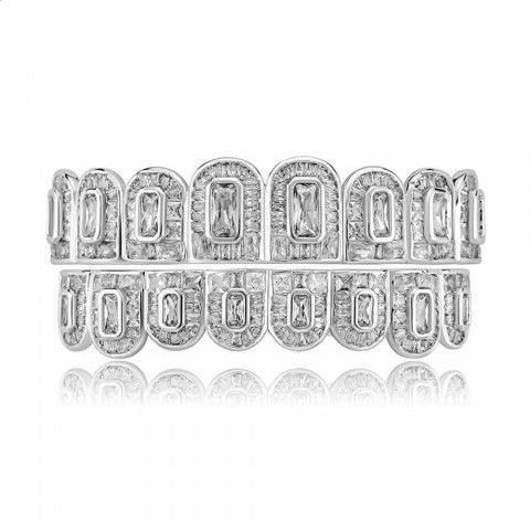 Iced Out Gold & Silver Baguettes Grills Tooth Jewelry for Men & Women