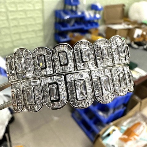 Iced Out Gold & Silver Baguettes Grills Tooth Jewelry for Men & Women