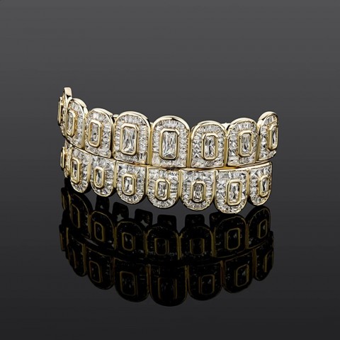 Iced Out Gold & Silver Baguettes Grills Tooth Jewelry for Men & Women