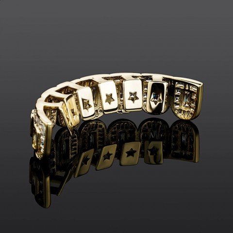 Iced Out Gold & Silver Baguettes Grills Tooth Jewelry for Men & Women