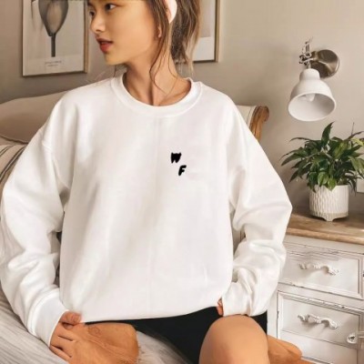 Women's Autumn Cotton Hoodies with Solid Color and Picture Print