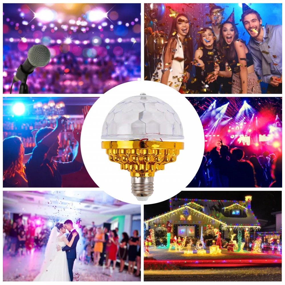 E27 Mini Rotating Stage Light - RGB Colorful Auto Effects for Home Parties