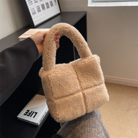 Lambswool Fluffy Mini Tote Bag - Women's Shoulder Bag BXP241030