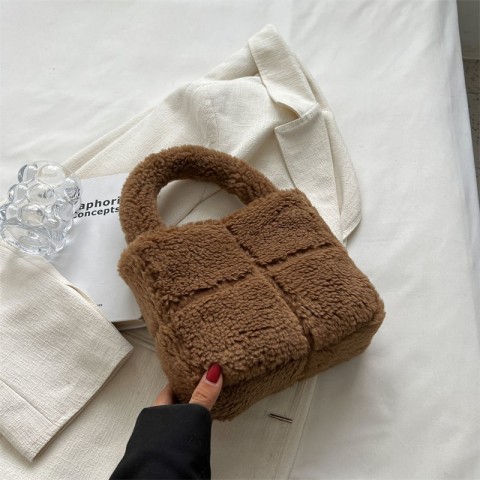 Lambswool Fluffy Mini Tote Bag - Women's Shoulder Bag BXP241030