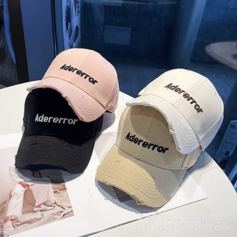Korean Style Broken Hole Embroidered Baseball Cap for Women