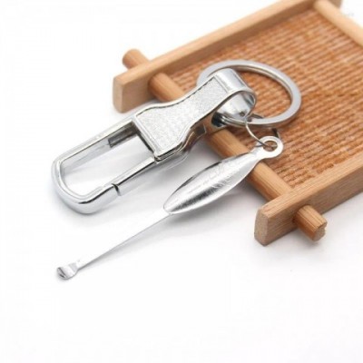 High-Quality Men's Earpick Keychains Set - 10pcs/lot Simple & Fashionable Zinc Alloy Carabiner Chain