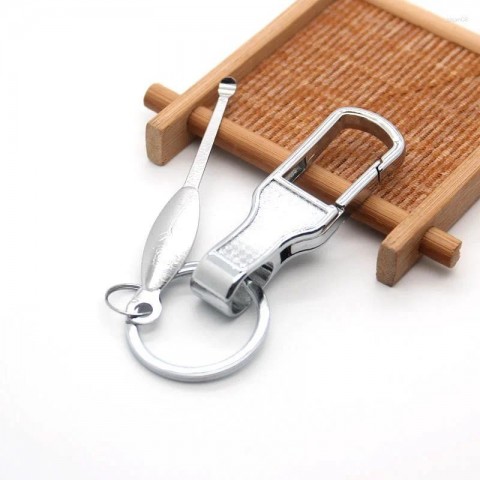 High-Quality Men's Earpick Keychains Set - 10pcs/lot Simple & Fashionable Zinc Alloy Carabiner Chain