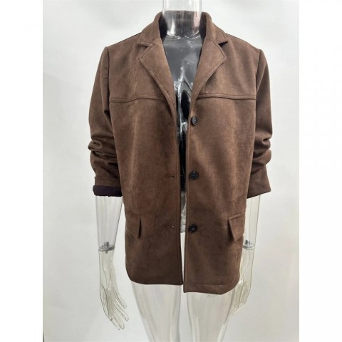 Retro Suede Loose Fit Women's Jacket Brown Autumn Winter