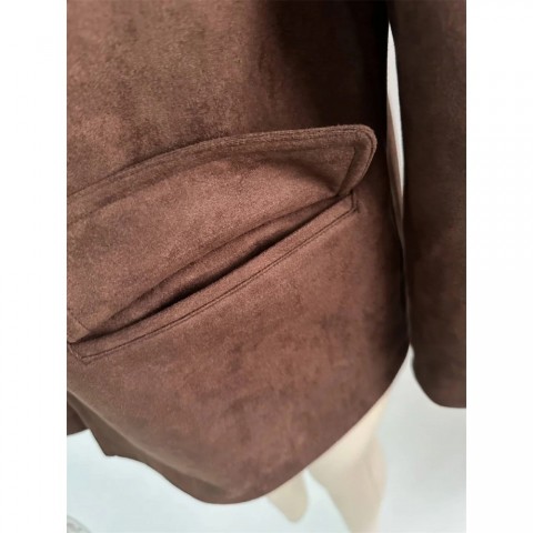 Retro Suede Loose Fit Women's Jacket Brown Autumn Winter
