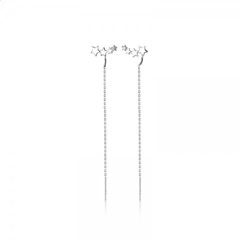 INZATT 925 Sterling Silver Zircon Star Tassel Earrings for Women's Fashion Party