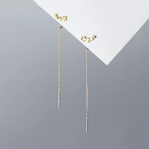 INZATT 925 Sterling Silver Zircon Star Tassel Earrings for Women's Fashion Party