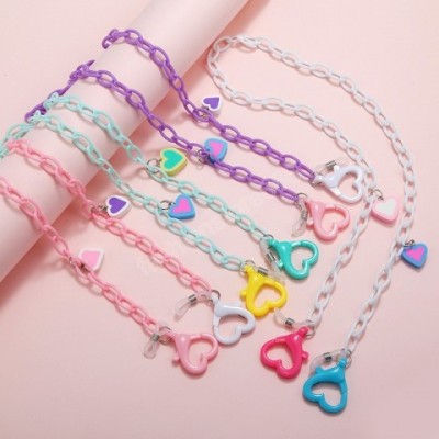 Lovely Acrylic Heart Pendant Glasses Lanyard for Women, Anti-Lost Eyeglasses Chain