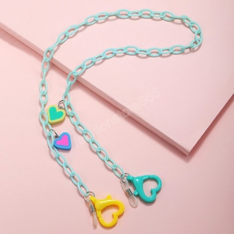Lovely Acrylic Heart Pendant Glasses Lanyard for Women, Anti-Lost Eyeglasses Chain