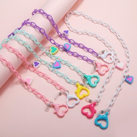 Lovely Acrylic Heart Pendant Glasses Lanyard for Women, Anti-Lost Eyeglasses Chain