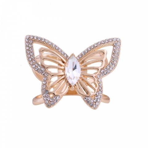 Luxury Women's Versatile Silk Scarf Buckle with Creative Rhinestone Butterfly Brooch 250227