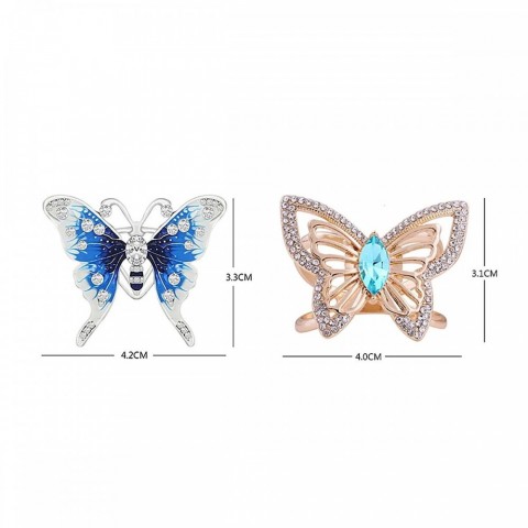 Luxury Women's Versatile Silk Scarf Buckle with Creative Rhinestone Butterfly Brooch 250227