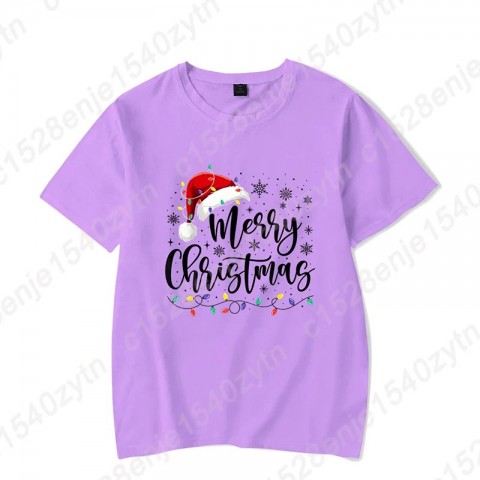 Merry Christmas Men's Lightweight T-Shirts with Red Santa Hat Design