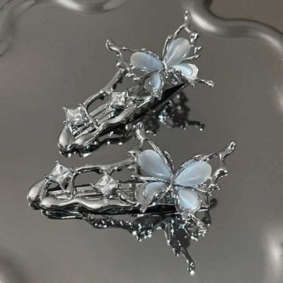 Y2K Irregular Liquid Metal Hair Clip, Zircon Girls' Fashion Bond Clip
