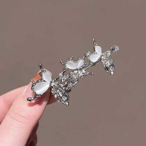 Y2K Irregular Liquid Metal Hair Clip, Zircon Girls' Fashion Bond Clip