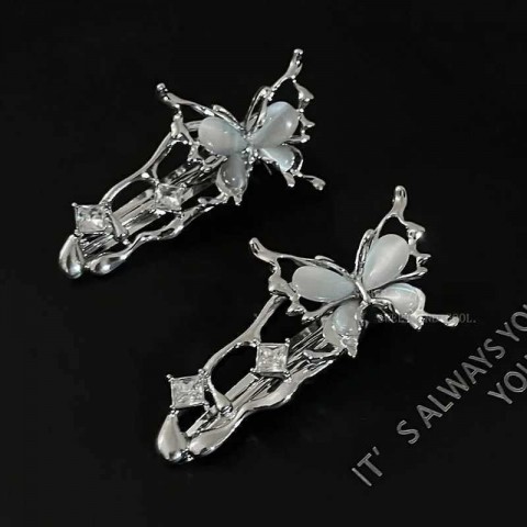 Y2K Irregular Liquid Metal Hair Clip, Zircon Girls' Fashion Bond Clip