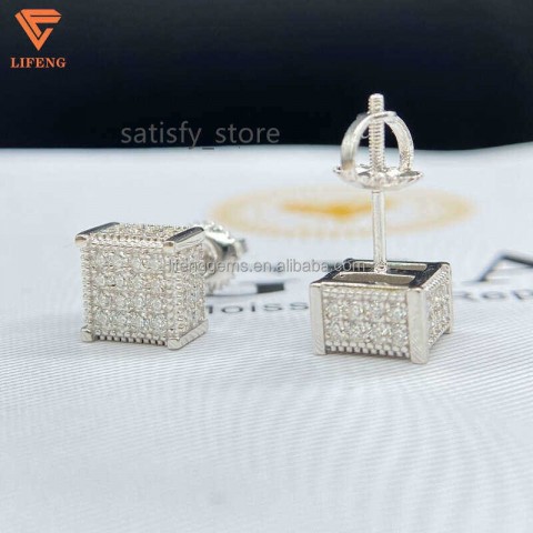 Exquisite Sterling Silver Moissanite Earrings for Men & Women with Fine Box Packaging