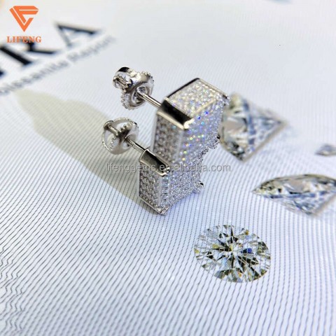 Exquisite Sterling Silver Moissanite Earrings for Men & Women with Fine Box Packaging