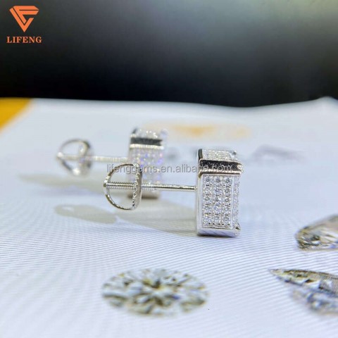 Exquisite Sterling Silver Moissanite Earrings for Men & Women with Fine Box Packaging