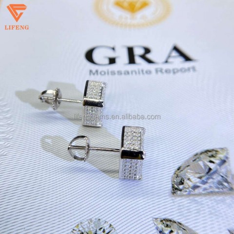 Exquisite Sterling Silver Moissanite Earrings for Men & Women with Fine Box Packaging