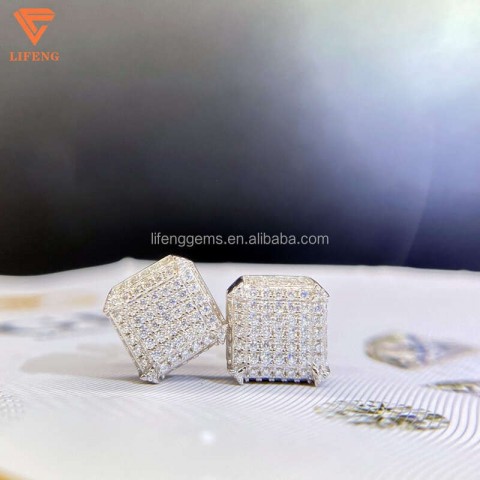 Exquisite Sterling Silver Moissanite Earrings for Men & Women with Fine Box Packaging