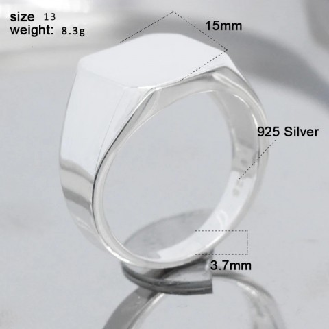 Custom Engraved 925 Silver Square Wedding Bands for Men and Women