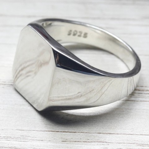 Custom Engraved 925 Silver Square Wedding Bands for Men and Women