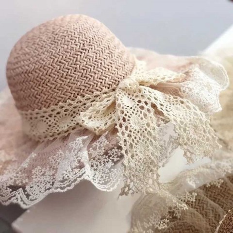 Menoea 2023 Breathable Lace Bow Straw Hat for Girls
