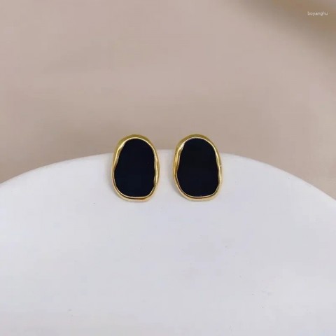 Korean Style Stud Earrings for Women, Black Bean Shape Jewelry, Trendy 2025 Wedding Aretes