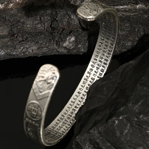 ZAKOL Trendy Hiphop Rock Feather Wing Bangle for Men in Silver
