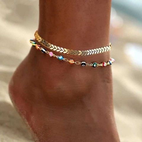 Bohemian Ankle Bracelet for Women with Colorful Zircon and Shell
