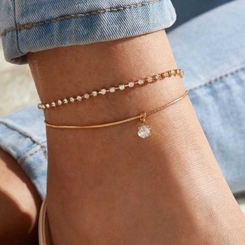 Bohemian Ankle Bracelet for Women with Colorful Zircon and Shell