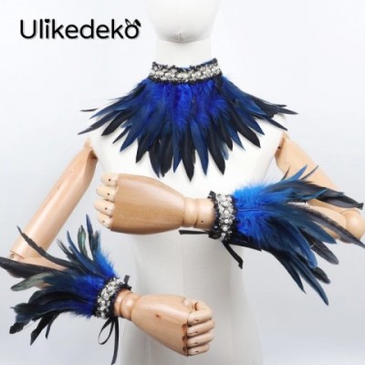 Punk Gothic Silk Arm Warmers with Feather Wrist Cuff for Unisex Performance