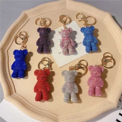 Creative Diamond-Studded Teddy Bear Keychain for Boys