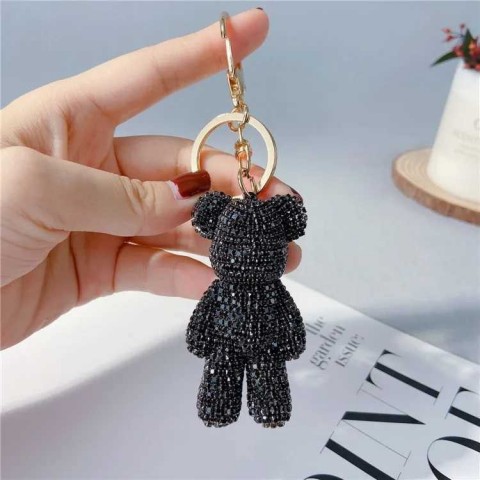 Creative Diamond-Studded Teddy Bear Keychain for Boys