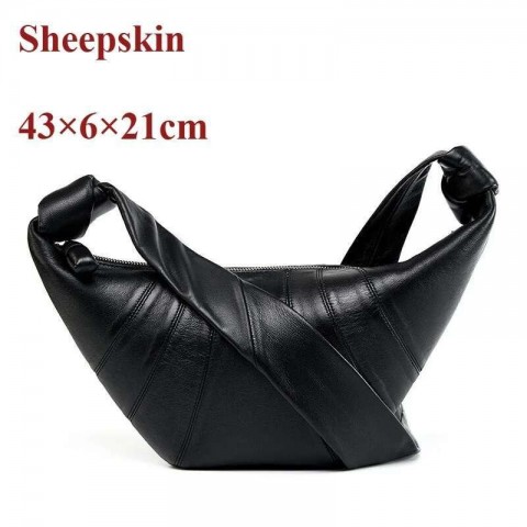 Colorful Sheepskin Crescent Tote - Versatile Women's Handbag with Large Capacity