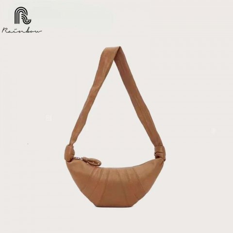 Colorful Sheepskin Crescent Tote - Versatile Women's Handbag with Large Capacity